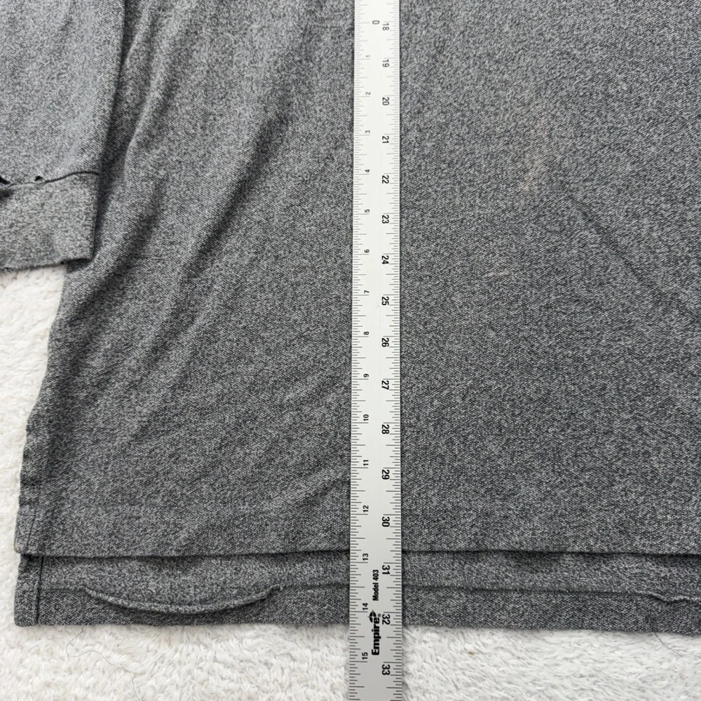 Polo Ralph Lauren Mens 4XB Big & Tall Gray Long Sleeve Polo Shirt‎ Distressed